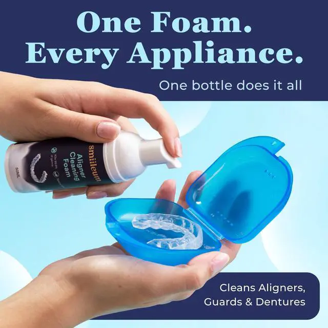 Alt view image 3 of 7 - Aligner Cleaner Foam - Aligner and Retainer Cleaner Foam for Invisalign, Night Guards and Dentures, Helps Remove Stains & Build-Up, Keeps Appliances Clear, Fresh Mint Flavor, Travel-Friendly