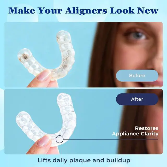 Alt view image 7 of 7 - Aligner Cleaner Foam - Aligner and Retainer Cleaner Foam for Invisalign, Night Guards and Dentures, Helps Remove Stains & Build-Up, Keeps Appliances Clear, Fresh Mint Flavor, Travel-Friendly