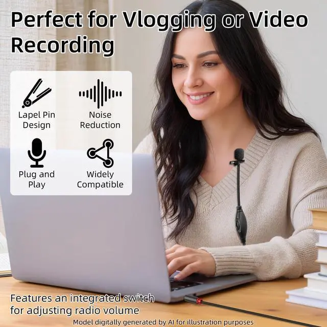 Alt view image 2 of 7 - 3.5mm Lavalier Microphone, 3.5mm(1/8") TRRS Plug Invisible Lapel Microphone Wired for Phone, PC, Camera, Audio Recording, Game Streaming 4.9FT (TRRS)
