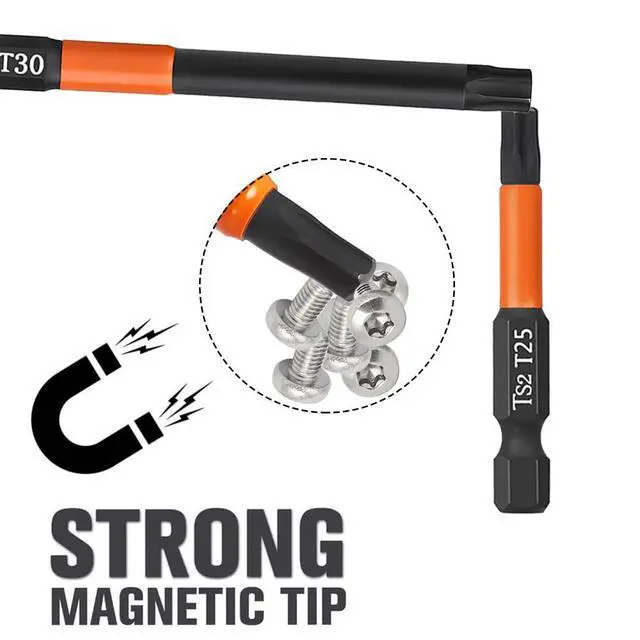 Alt view image 3 of 7 - 10-Piece S2 Steel Star Bit Set for Impact Driver, 4 Inch Long Torx Head Drill Bits, Magnetic 1/4'' Hex Shank Screwdriver Bits, T10-T40