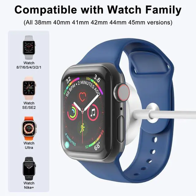 Alt view image 2 of 7 - 2Pack 5ft/1.5m for for Apple Watch Charger USB Magnetic Wireless Fast iWatch Charger Portable Compatible with iWatch Ultra/Series 9/8/7/6/SE/SE2/5/4/3/2/1