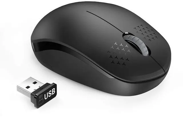 Main image of Wireless Mouse for Laptop, 2.4G Noiseless Mouse with USB Receiver - Optical Tracking Portable Computer Mice for Chromebook, PC, Tablet, Windows System, 24 Months Battery Life - Black