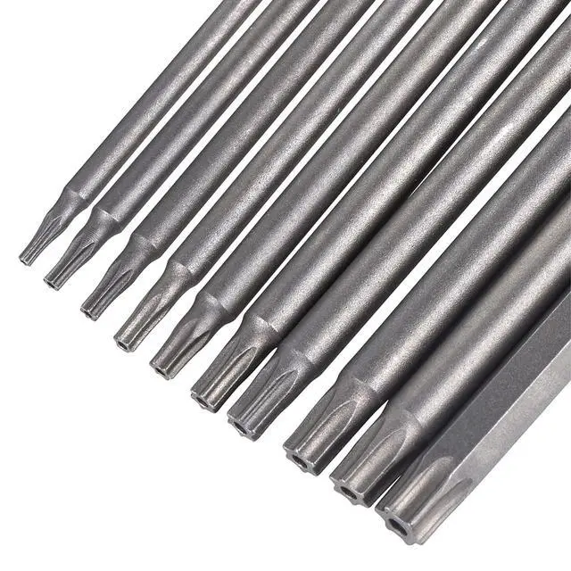 Alt view image 5 of 7 - 10 Pieces Torx Security Screwdriver Drill Bit Set T6 T7 T8 T10 T15 T20 T25 T27 T30 T40 Torx Bits 1/4 Inch Magnetic Hex Shank 4 Inch Length S2 Steel Tamper Proof Star Screwdriver Bits Tools