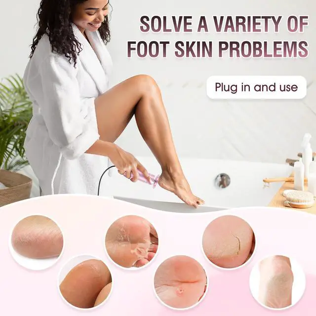 Alt view image 4 of 7 - Electric Foot File Callus Remover: Adjustable Speed 1000RPM Feet File Grinder with 60 Pcs Sandpaper Discs - Professional Pedicure Tools for Dead Skin Calluses (Pink)