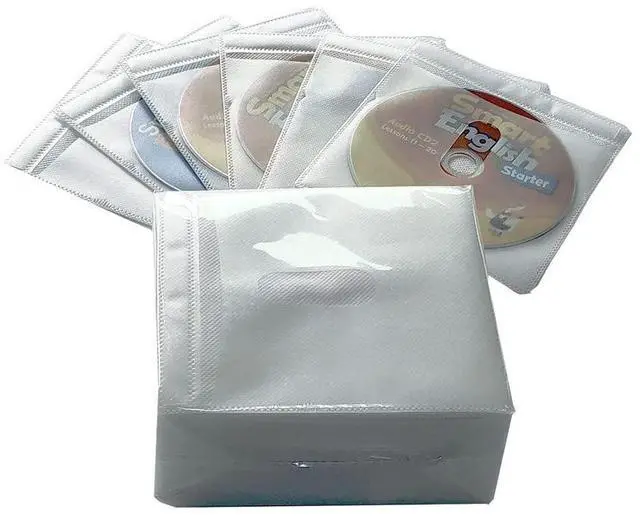 Main image of 100PCS CD Storage Cases, Standard Two-Sided Clear CD Sleeve case with Drop-Proof Closure