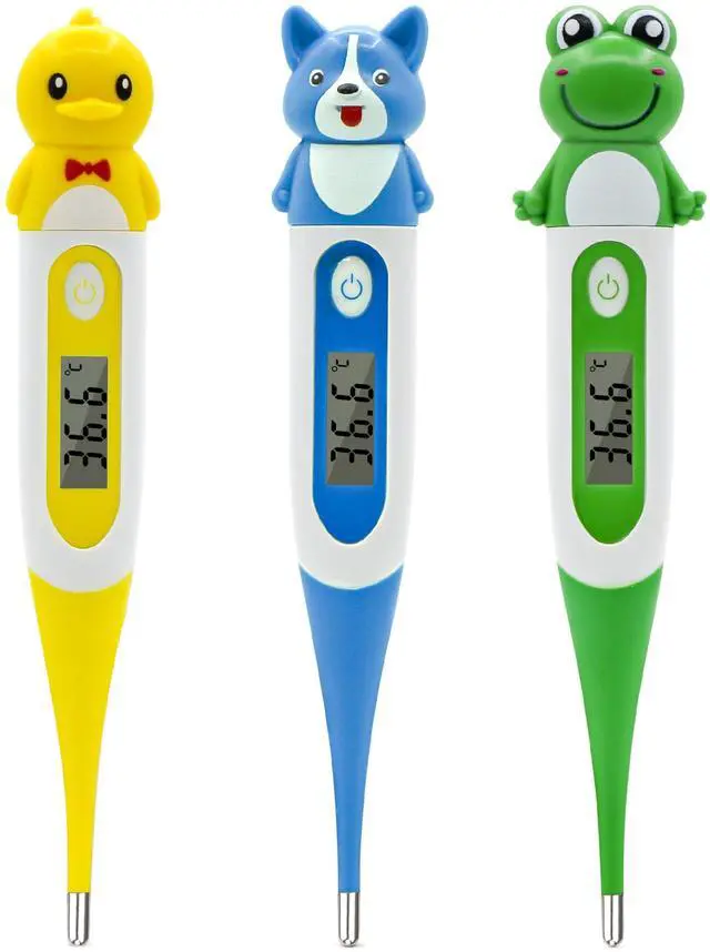 Main image of Digital Thermometer for Adults & Kids, Cartoon Design Oral Thermometer for Babies, Accurate Body Temperature Reading in 60 Seconds,with Fever Alert Sound Feature - 3 Pack