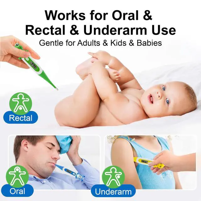 Alt view image 3 of 7 - Digital Thermometer for Adults & Kids, Cartoon Design Oral Thermometer for Babies, Accurate Body Temperature Reading in 60 Seconds,with Fever Alert Sound Feature - 3 Pack
