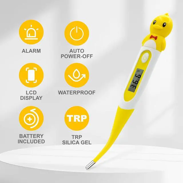 Alt view image 2 of 7 - Digital Thermometer for Adults & Kids, Cartoon Design Oral Thermometer for Babies, Accurate Body Temperature Reading in 60 Seconds,with Fever Alert Sound Feature - 3 Pack