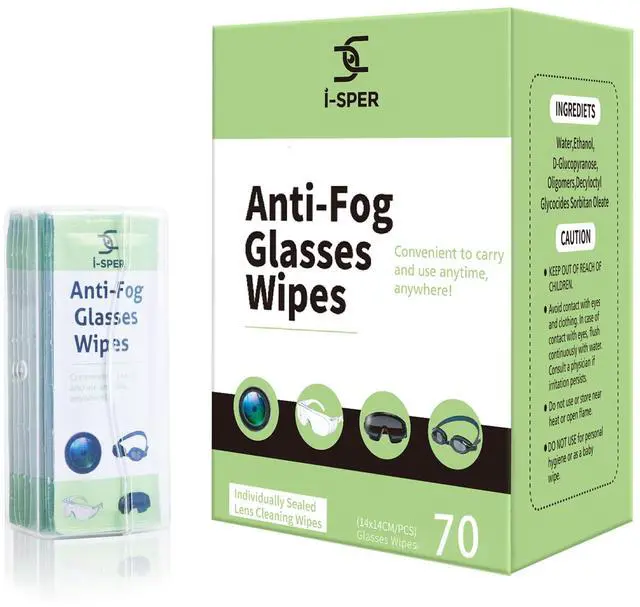 Main image of 70 Count Anti Fog Lens Wipes for Eyeglasses, Pre-Moistened Individual Wrapped Glasses Wipes Lens Cleaner, with a Carrying Box, Defogging Screen Wipes for Eyeglasses, Sunglass, Goggles, Camera Lens