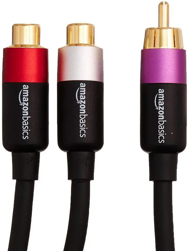 Alt view image 3 of 4 - RCA Y-Adapter Splitter Cable, 2-Female to 1-Male, Gold-Plated, for Subwoofer and CD Player, Dual Shielded, 12 Inches/30.4 cm, Black