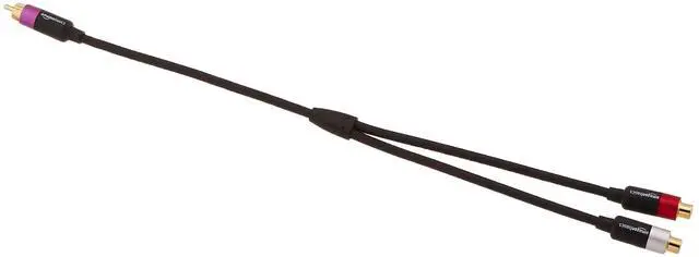 Alt view image 4 of 4 - RCA Y-Adapter Splitter Cable, 2-Female to 1-Male, Gold-Plated, for Subwoofer and CD Player, Dual Shielded, 12 Inches/30.4 cm, Black