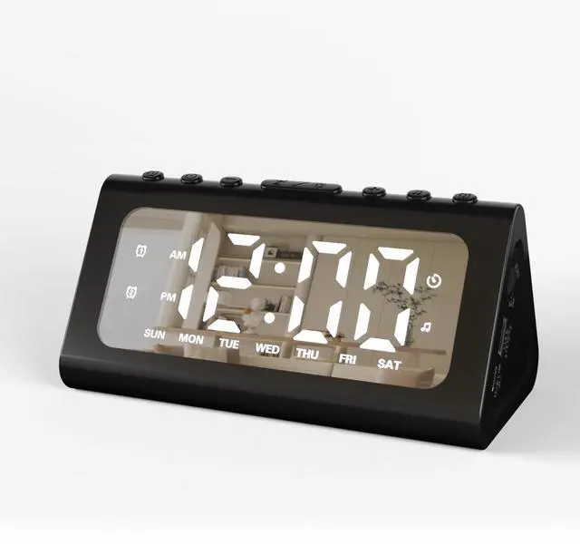 Main image of Dual Alarm Clocks for Bedrooms,Desk Clock with Large Numbers,Loud Alarm for Heavy Sleepers,7 Light Modes,Snooze,12/24H,Modern Minimalist Design,Bedside Clock for Adults,Teens,Kids,Moms-Black
