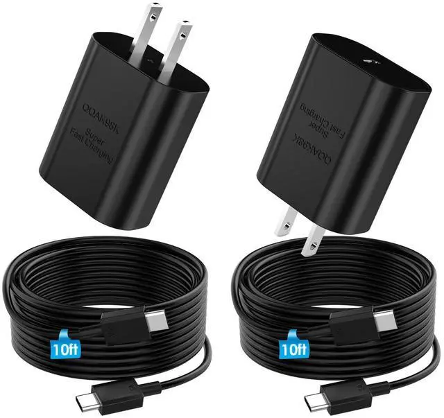 Main image of Super Fast Charger Type C, 25W PD USB C Wall Charger Fast Charging with 10FT Long Type C Charger Cable for Samsung Galaxy S26 Ultra/S26/S26+/S25 Ultra/S25/24 Ultra/S24/S23 Ultra/S22 Ultra (2Pack)