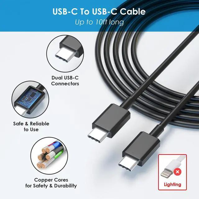Alt view image 6 of 7 - Super Fast Charger Type C, 25W PD USB C Wall Charger Fast Charging with 10FT Long Type C Charger Cable for Samsung Galaxy S26 Ultra/S26/S26+/S25 Ultra/S25/24 Ultra/S24/S23 Ultra/S22 Ultra (2Pack)