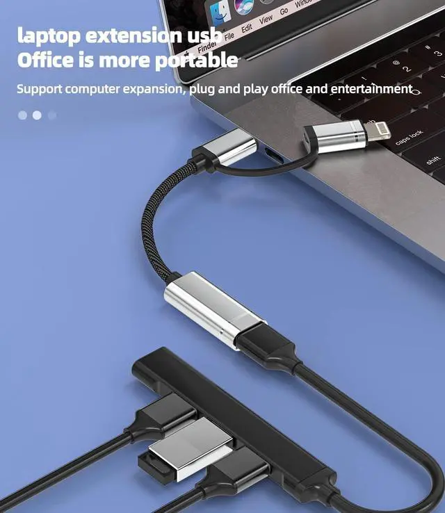 Alt view image 2 of 7 - OTG Cable USB to Type C Lightning Adapter iPhone Camera Port 3.0 Thunderbolt Cord Converter Mouse Dongle Adaptador para Compatible for Samsung for IPhone15 Pro Max Plus ipad Pro Air Mini 14 13