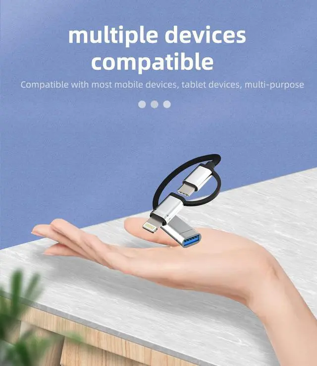 Alt view image 6 of 7 - OTG Cable USB to Type C Lightning Adapter iPhone Camera Port 3.0 Thunderbolt Cord Converter Mouse Dongle Adaptador para Compatible for Samsung for IPhone15 Pro Max Plus ipad Pro Air Mini 14 13