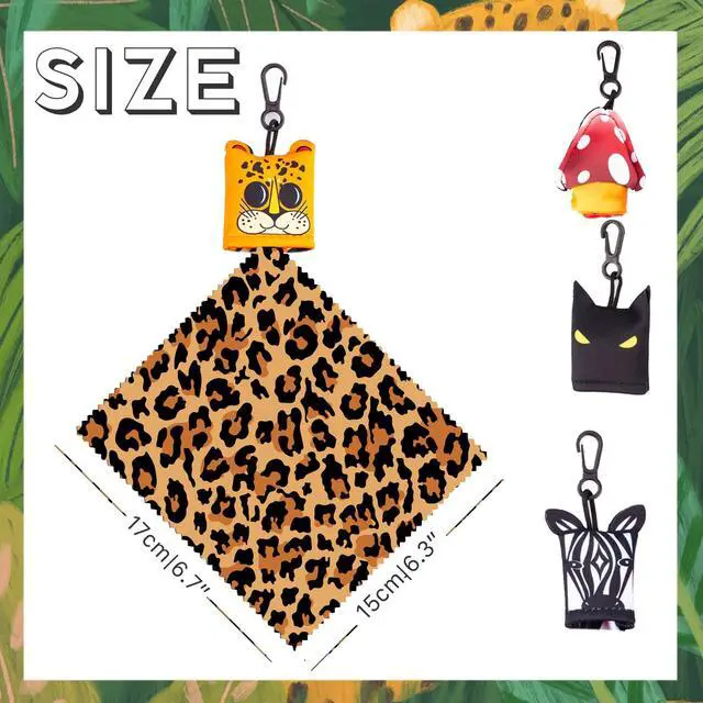 Alt view image 2 of 7 - Glasses Cleaning Cloth Original Cute Animals, Double-Sided Microfiber Eye Glass Clean Cloths Cleaner Keychain for Eyeglasses Wipes, Camera Cell Phone,Screens, Camera 4PCS