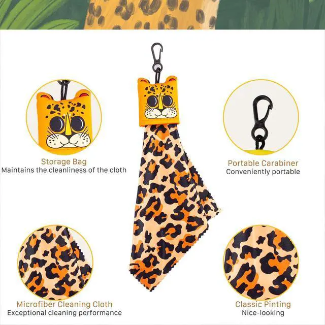 Alt view image 5 of 7 - Glasses Cleaning Cloth Original Cute Animals, Double-Sided Microfiber Eye Glass Clean Cloths Cleaner Keychain for Eyeglasses Wipes, Camera Cell Phone,Screens, Camera 4PCS