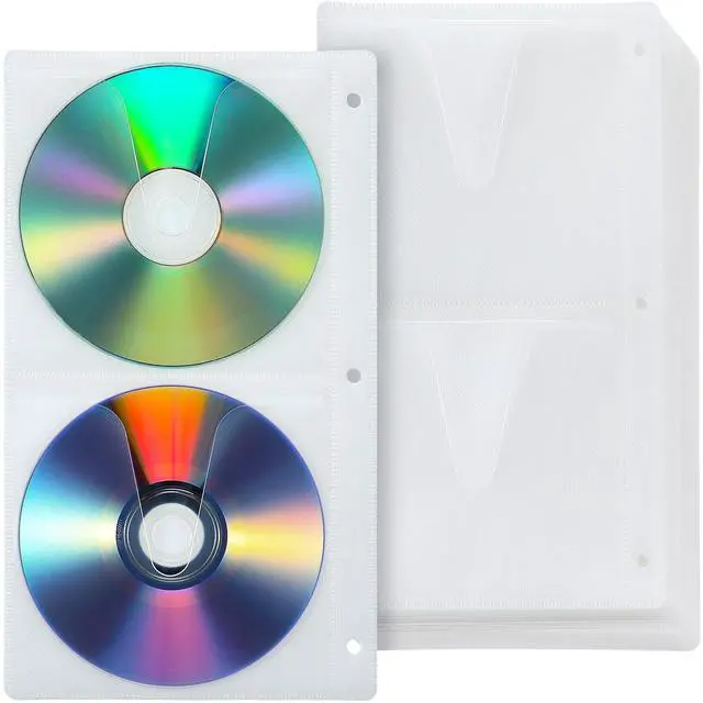 Main image of 36 Pieces 4 Dise DVD Poly Sleeves 3 Rings CD Sleeves Binder Pages 144 Disc Capacity for Binders Only