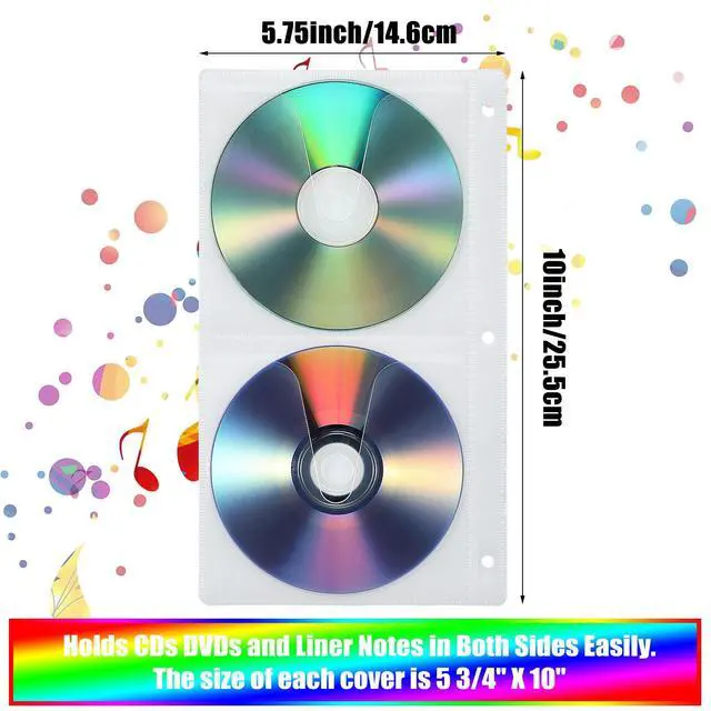 Alt view image 2 of 7 - 36 Pieces 4 Dise DVD Poly Sleeves 3 Rings CD Sleeves Binder Pages 144 Disc Capacity for Binders Only