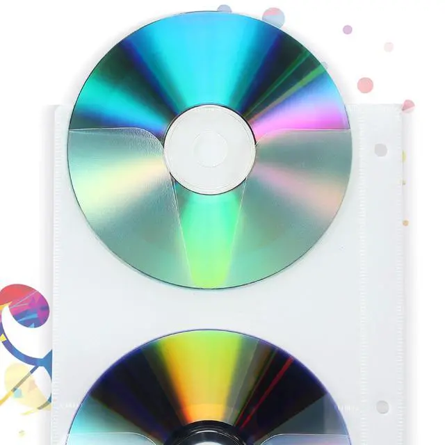 Alt view image 6 of 7 - 36 Pieces 4 Dise DVD Poly Sleeves 3 Rings CD Sleeves Binder Pages 144 Disc Capacity for Binders Only
