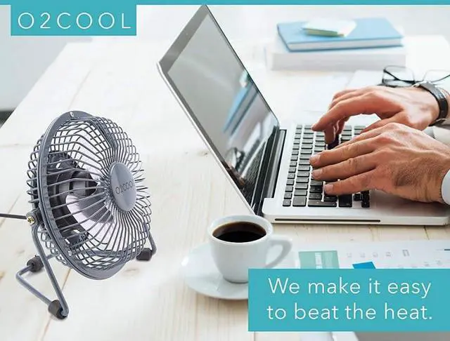 Alt view image 2 of 7 - 4" USB Personal Desk Fan Portable Mini Table Cooling Fan - Plugs into Computer - Adjustable 360° Tilt, Quiet, Rubber Grip Feet - Grey