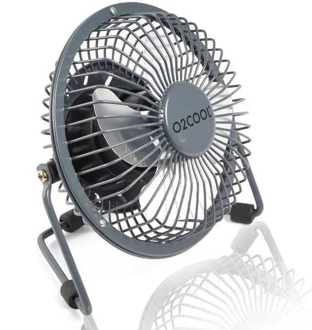 Main image of 4" USB Personal Desk Fan Portable Mini Table Cooling Fan - Plugs into Computer - Adjustable 360° Tilt, Quiet, Rubber Grip Feet - Grey