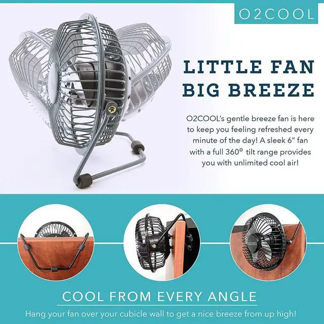 Alt view image 5 of 7 - 4" USB Personal Desk Fan Portable Mini Table Cooling Fan - Plugs into Computer - Adjustable 360° Tilt, Quiet, Rubber Grip Feet - Grey