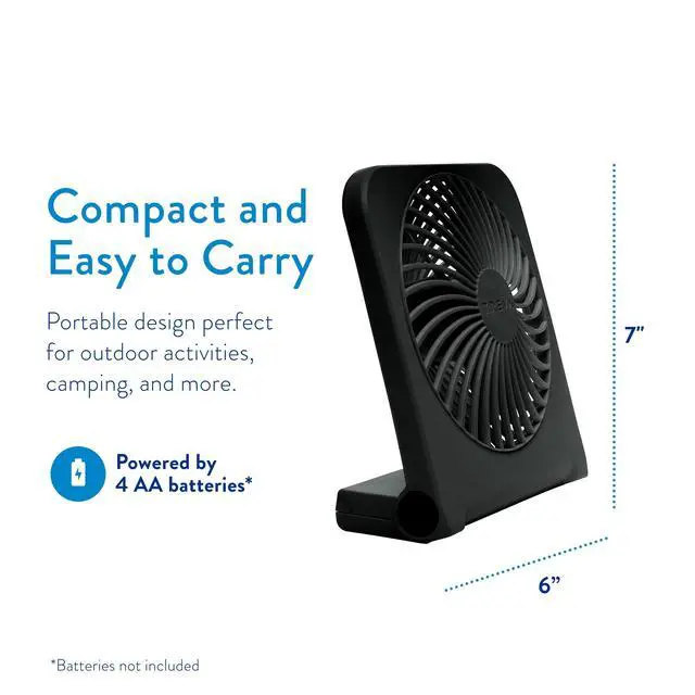 Alt view image 6 of 7 - 5-Inch USB and Battery Powered Desk Fan With Two Cooling Speeds and Adjustable Tilt, Small USB Fan Cubicle Accessories Durable and Long Lasting (Black)