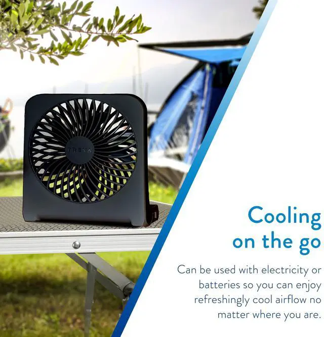 Alt view image 5 of 7 - 5-Inch USB and Battery Powered Desk Fan With Two Cooling Speeds and Adjustable Tilt, Small USB Fan Cubicle Accessories Durable and Long Lasting (Black)