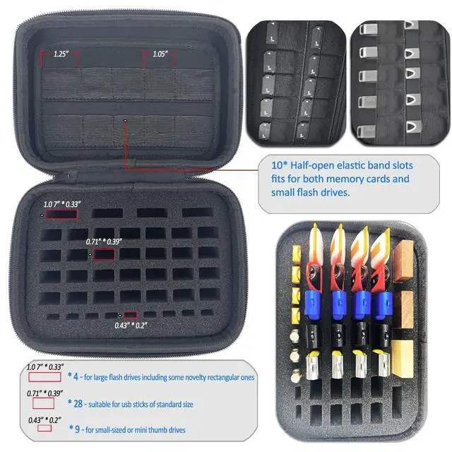Alt view image 4 of 7 - USB Flash Drive Case Memory Card Holder Thumb Drive Organizer USB Drives Storage Box for Sandisk/Samsung/SamData/Inland/PNY/Netac/JBOS (Case Only with Label and Strap)