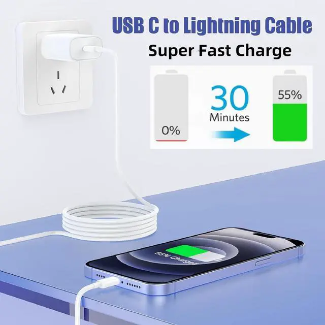 Alt view image 2 of 7 - for USB C to Lightning Cable 15FT/5M 1 Pack MFi Certified 27W PD Fast Charging Extra Long iPhone Charger Cord Compatible with iPhone 14/13/12/11 Pro Max/XS MAX/XR/SE/8/ipad/7/6 Plus