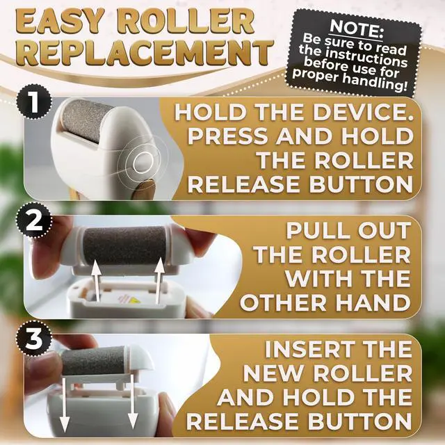 Alt view image 5 of 7 - Electric Callus Remover for Feet Electric Foot Filer with 3 Replacement Rollers & 360° Rotating Head Hard Skin Remover for Feet with Ergonomic Handle for Easy Grip & Control in Home Pedicure
