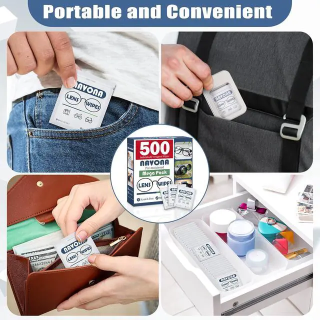 Alt view image 6 of 7 - 500 Count Lens Wipes for Eyeglasses Pre-Moistened, Individually Wrapped Eyeglass Cleaning Wipes Scratch-Free, Streak-Free Glasses Cleaner Wipes for Sunglasses & Camera Lens Bulk Pack