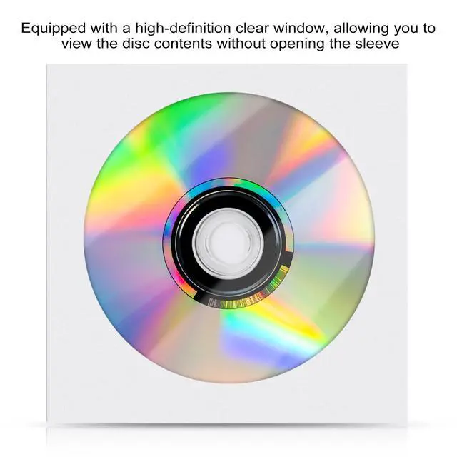 Alt view image 4 of 6 - CD DVD Sleeves 200 Pack, White CD DVD Sleeves Envelope Holder with Clear Window and Flap (5x5 inch/12.7x12.7 cm)