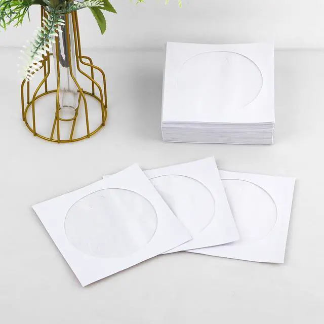 Alt view image 5 of 6 - CD DVD Sleeves 200 Pack, White CD DVD Sleeves Envelope Holder with Clear Window and Flap (5x5 inch/12.7x12.7 cm)