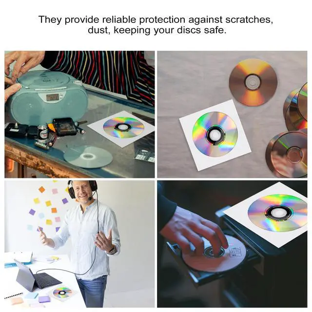 Alt view image 6 of 6 - CD DVD Sleeves 200 Pack, White CD DVD Sleeves Envelope Holder with Clear Window and Flap (5x5 inch/12.7x12.7 cm)
