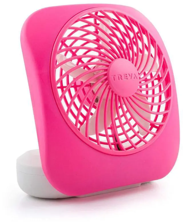 Main image of Treva 5 Inch Battery Powered Fan Portable Desk Fan 2 Cooling Speeds with Compact Folding & Tilt Design Cubicle Accessories Small Portable (Raspberry)