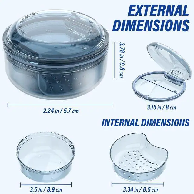 Alt view image 4 of 6 - Case Retainer Cleaning Case: 2 in 1 Retainer Case, No-Leak Denture Bath Box Cup, Complete Clean Care for Dentures, Clear Braces, Mouth Guard, Night Guard & Retainers