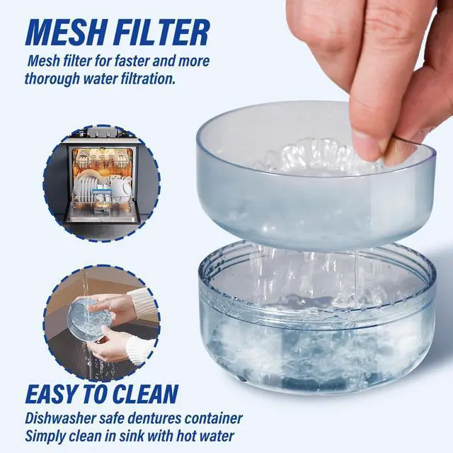Alt view image 6 of 6 - Case Retainer Cleaning Case: 2 in 1 Retainer Case, No-Leak Denture Bath Box Cup, Complete Clean Care for Dentures, Clear Braces, Mouth Guard, Night Guard & Retainers