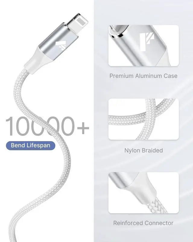 Alt view image 6 of 7 - USB C to Lightning Cable 2Pack 10ft, Power Charger Cable MFi Certified Extra Long Braided Charging Cord for iPhone 14 13 12 11Pro Max Mini XS XR X 8 7 Plus SE, iPad-10 Foot