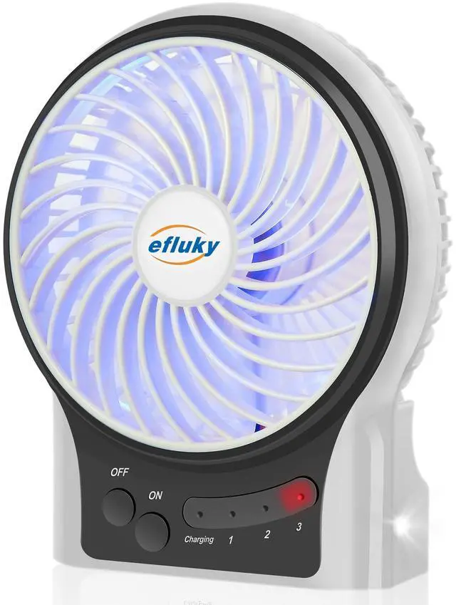 Main image of 3-Speed Mini Desk Fan with LED Light, Portable USB Fan Quiet for Home, Office, Travel, Camping, Outdoor, Indoor, 4.9-Inch, White