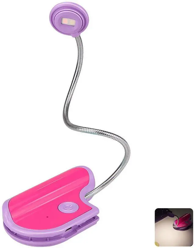 Main image of Book Reading Light for Kids - Rechargeable, Portable LED Reading Lamp with Rotary Neck, Clip-on Light in Bed (Purple)