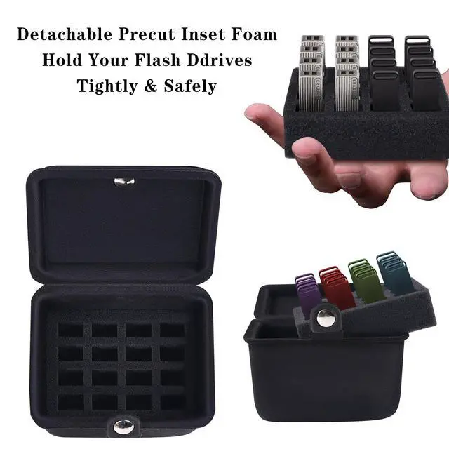 Alt view image 4 of 7 - Flash Drive case USB case Organizer Silicone Material Holds 12 Thumb Drive case Office Home Portable Electronic Accessories Organizer for USB Flash Drive(Case Only) (16pcs Balck)