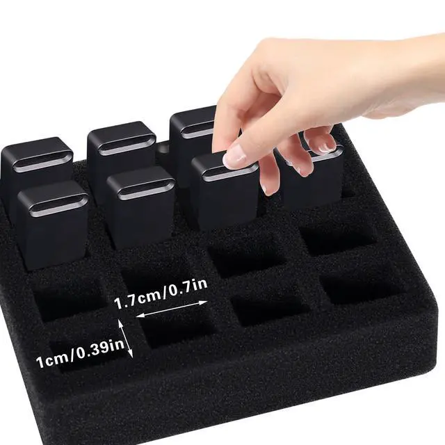 Alt view image 5 of 7 - Flash Drive case USB case Organizer Silicone Material Holds 12 Thumb Drive case Office Home Portable Electronic Accessories Organizer for USB Flash Drive(Case Only) (16pcs Balck)