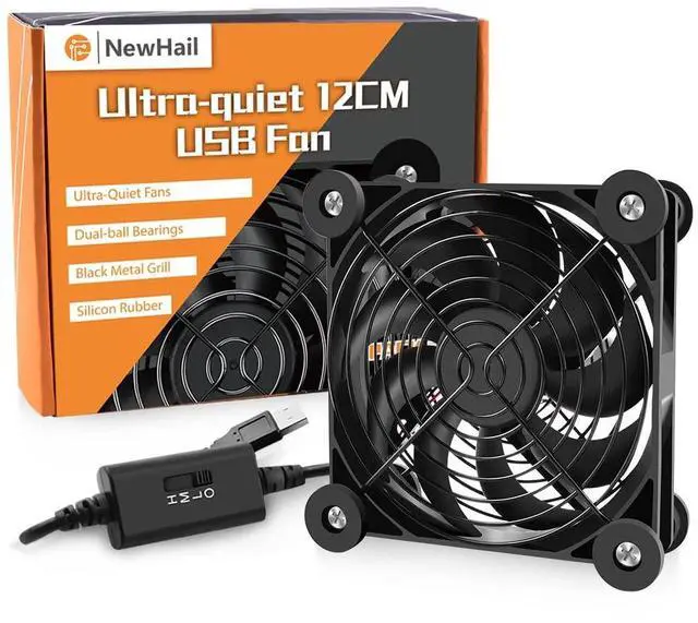 Main image of 1Pack Quiet 120mm USB Fan Dual-Ball Bearings, USB Fan 5V, with L/M/H 3-Degree Speed Controller High Airflow Cooling Fan for Router Modem Receiver DVR PlayStation Xbox TV Box