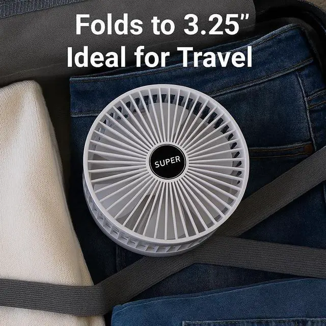 Alt view image 4 of 5 - Telescopic Folding USB Desk Fan Adjustable Height 11.5" to 14", Quiet Motor, Compact Table Fan with Phone Stand, USB-Powered for Home, Office, Travel (White)