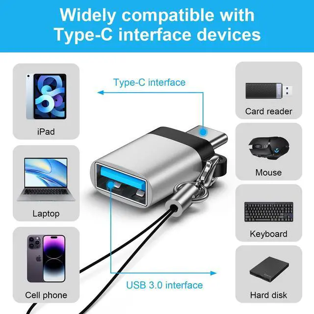 Alt view image 6 of 7 - USB C Adapter 4Pack, USB Male to USB C Female OTG Adapter, Type C to USB 3.0 Converter Connector for Samsung Galaxy A36 A26 A56 S26 Ultra S25 S24 S23 S22, MacBook Pro/Air, iPhone 17 17e 16, Mac, iPad