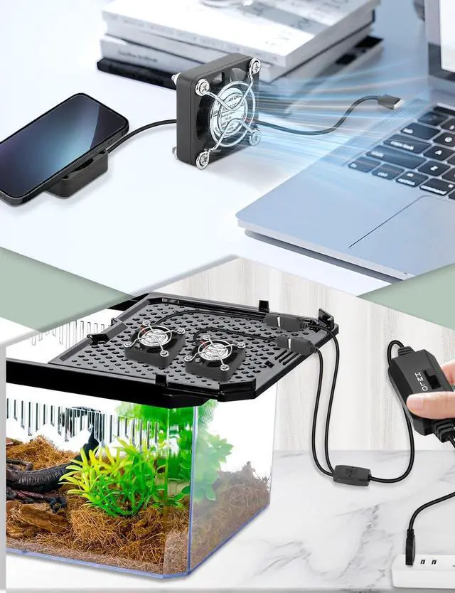 Alt view image 2 of 7 - USB Fan 40mm 2 Packs, 5V Mini Cooling Brushless Fan for PC Computer PlayStation Xbox Router, Small Box Fan for Terrarium Aquarium Helmet Raspberry Pi