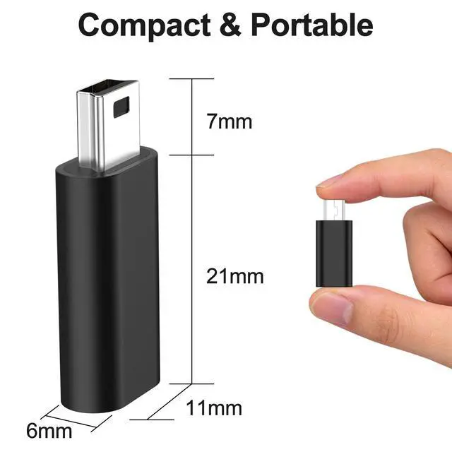 Alt view image 3 of 7 - 3 Pack USB C to Mini USB Adapter, Type C Female to Mini USB 2.0 Male Convert Connector Support Charge & Data Sync Compatible GoPro Hero 3+, MP3 Players, Dash Cam, Digital Camera, Receiver